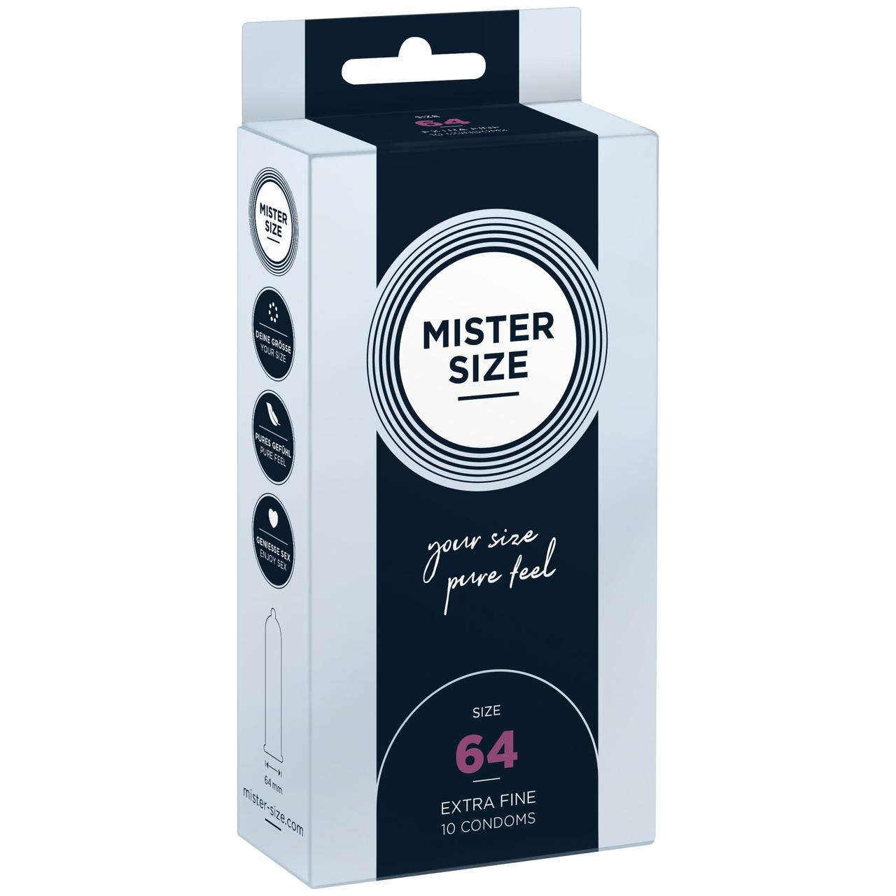 Презервативи Mister Size - pure feel - 64 (10 condoms), товщина 0,05 мм Кітті