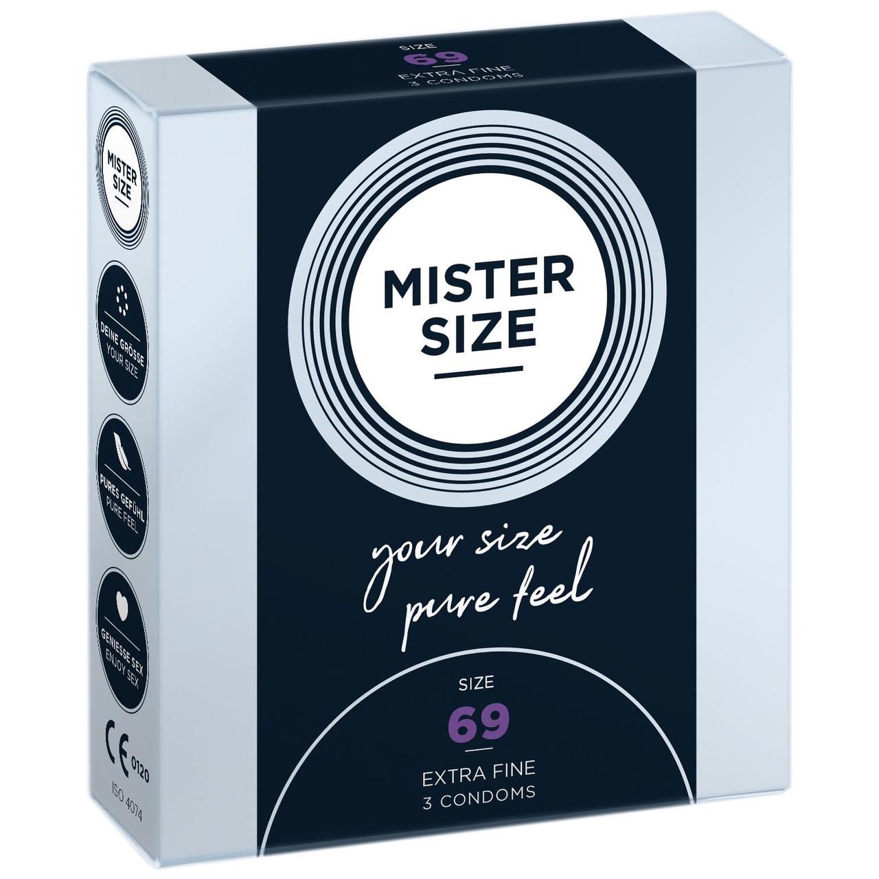 Розпад!!! Презервативи Mister Size — pure feel — 69 (3 condoms) (термін 04.2026) Bomba💣, фото 1