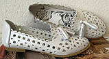 Versace ! Стильні жіночі білі літні шкіряні балетки туфельки в стилі Версаче натуральна шкіра, фото 3
