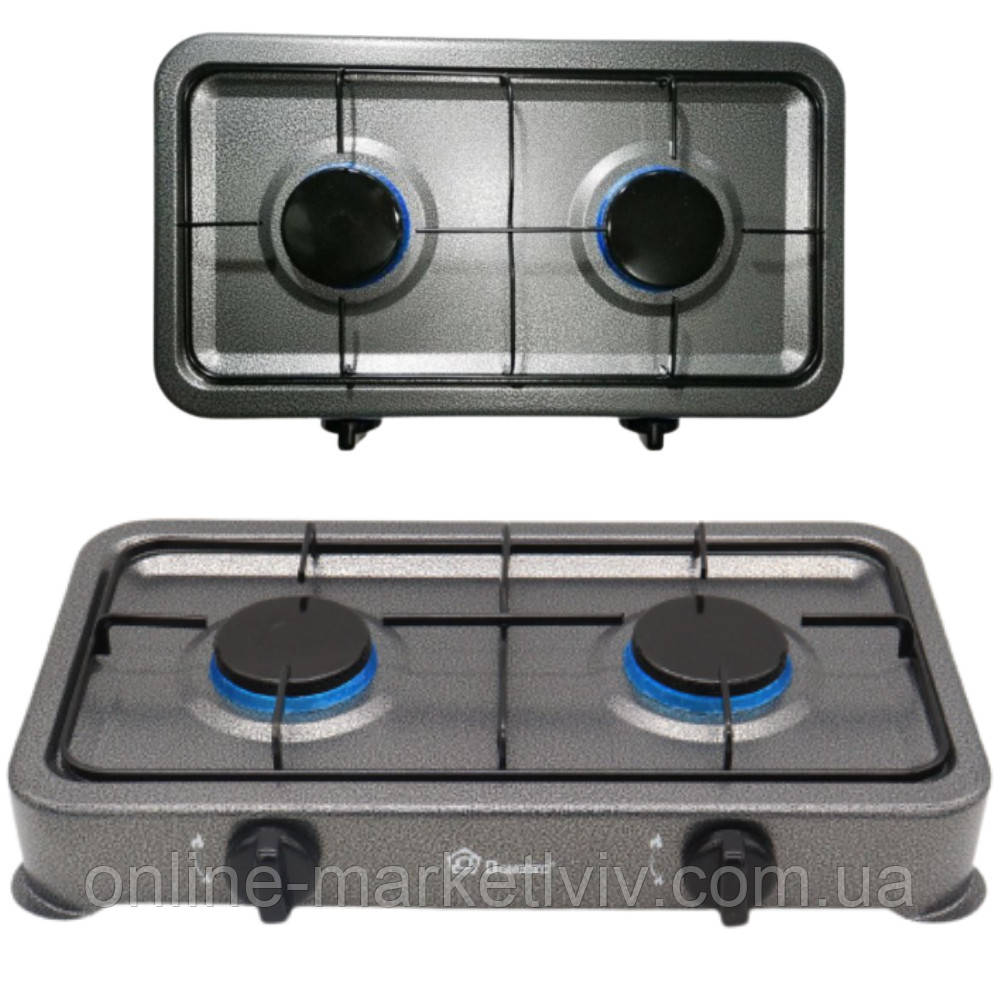 Газова плита настільна MS 6602, двоконфоркова / Портативна газова плитка на 2 конфорки / Таганок, фото 1