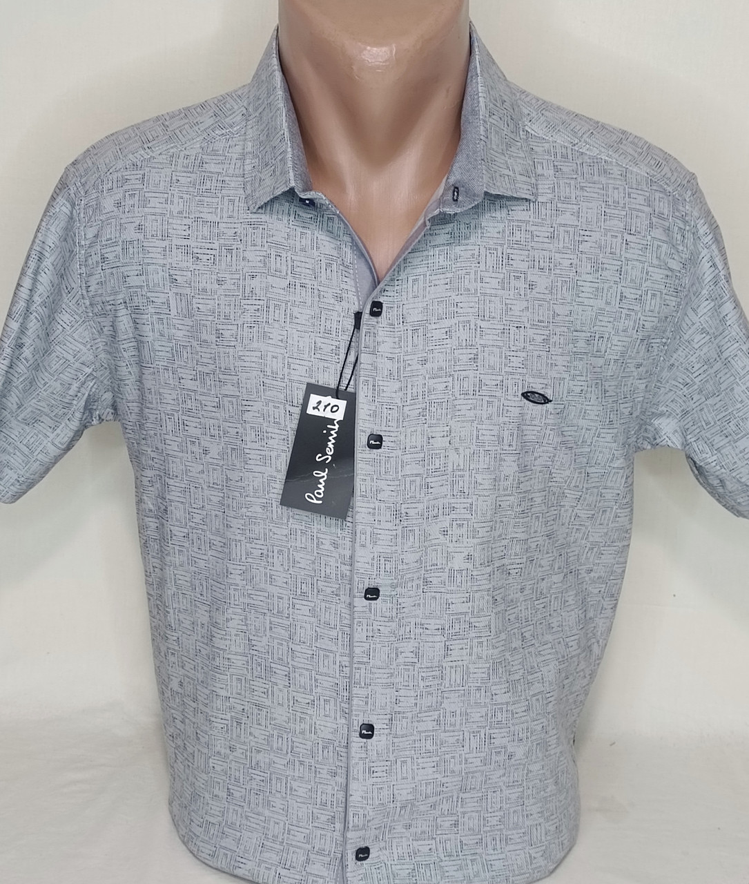 Стильна чоловіча сіра теніска Paul Smith vk-0210 в принт приталена Туреччина, чоловіча сорочка короткий рукав