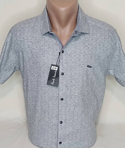 Стильна чоловіча сіра теніска Paul Smith vk-0210 в принт приталена Туреччина, чоловіча сорочка короткий рукав, фото 1