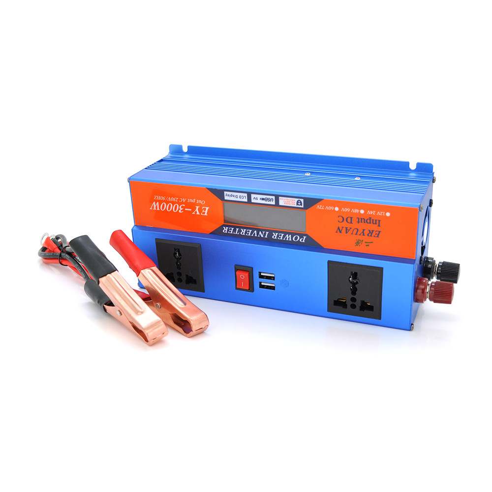 Інвертор напруги ERYUAN EY-3000 (1600 Вт), 12/220 V, approximated, 1 універсальна розетка + USB, клеми +