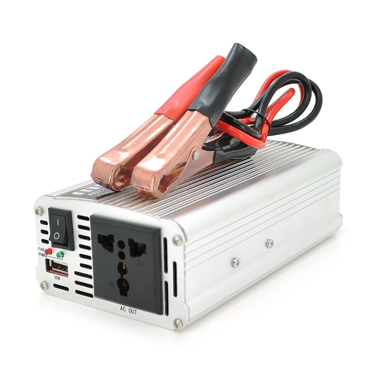 Інвертор напруги PI 1000ВА (600 Вт), 12/220 V, approximated, 1 універсальна розетка, клеми + крокодили