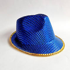 Диско капелюх з паєтками синій, об'єм голови 56-58 см