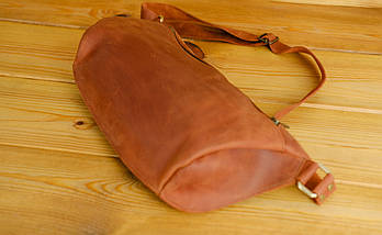 Шкіряна сумка Модель №55, натуральна Вінтажна шкіра, колір коричневий, відтінок Коньяк, фото 2