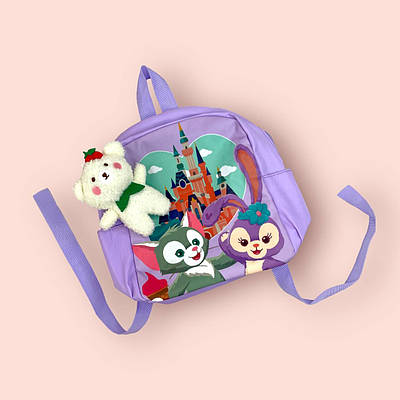 Дитячий рюкзак, портфель, стильний, білий, рожевий, фіолетовий, No 570 Фіолетовий