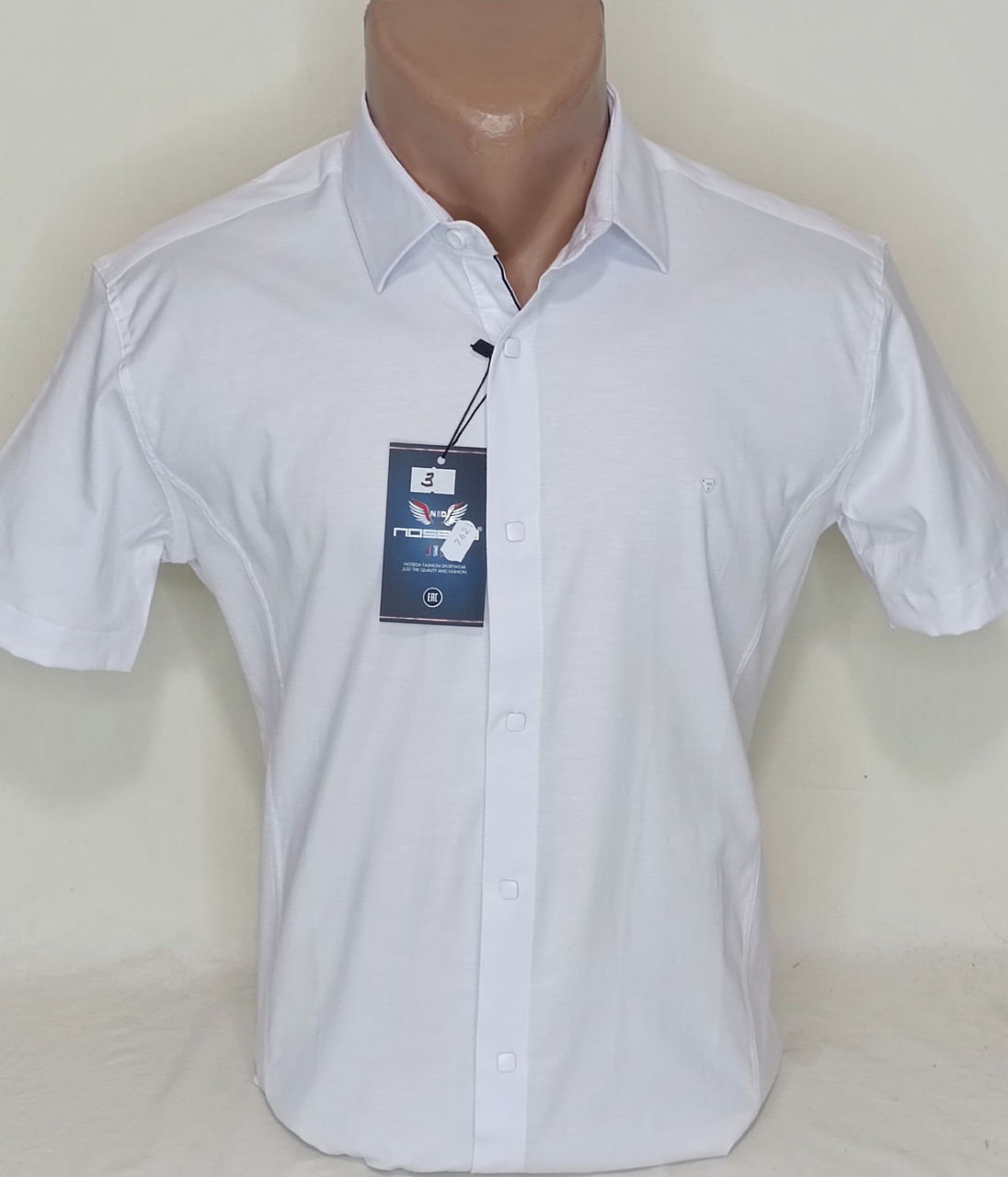 Стильна чоловіча біла теніска Noseda vk-0003 приталена однотонна Туреччина, чоловіча сорочка короткий рукав
