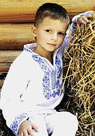 Заготівка для вишивання під дитячу сорочку Синій Орнамент. Тканина домоткане полотно