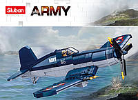 Конструктор SLUBAN M38-B1109 Палубный истребитель Chance Vought F4U Corsair, 550 деталей, 1 фигурка