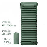 Надувний туристичний килимок, матрац 40DNylon/TPU з подушкою Зелений, фото 4