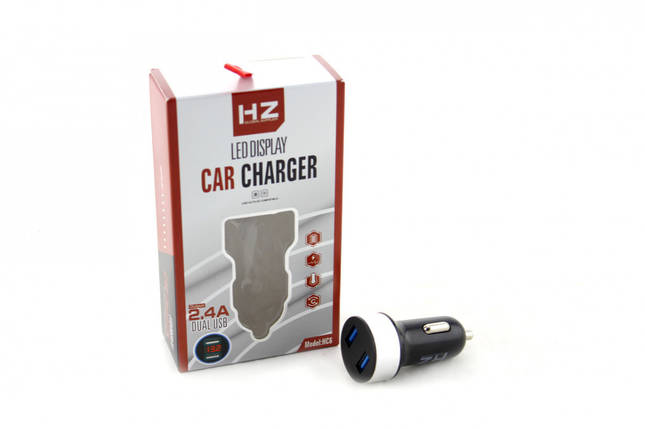 Адаптер CAR (АВТОМОБІЛЬНИЙ) 2 USB HC6 з відображенням напруги, фото 2