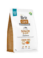 Brit Care Dog Grain-free Senior & Light 3кг беззерновой корм для стареющих собак с лососем Брит Кеа