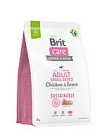 Brit Care Dog Sustainable Adult Small Breed 3кг Корм для собак малых пород с курицей Брит Кеа
