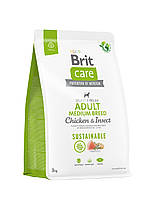Brit Care Dog Sustainable Adult Medium Breed 3кг Корм для собак средних пород с курицей Брит Кеа