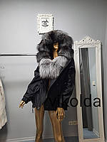 Женская куртка парка с натуральным мехом чернобурки с 44 по 58