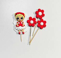 Прикраса на торт лялька ЛОЛ "Червона"