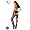 Еротичні колготки імітація панчіх з підв'язками S022 black чорні Passion пристрасть Talla, фото 4
