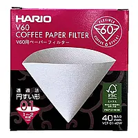 Фильтры Hario V60 01 бумажные белые для пуровера, 40 шт Харио VCF-01-40W