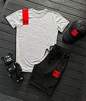 Шорти футболки та кепка Under Armour чорно-сірого кольору 3 в 1 (Музький літній спортивний костюм-трійка)