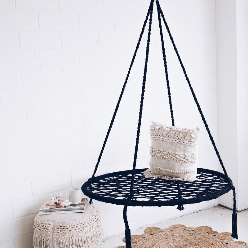 Гойдалка кругла гніздо лелеки чорна 80 см GW-908 Black ModernHome, фото 1