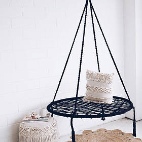 Гойдалка кругла гніздо лелеки чорна 80 см GW-908 Black ModernHome