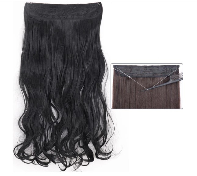 Треси чорні хвилясті, волосся без кліпс, фото 1