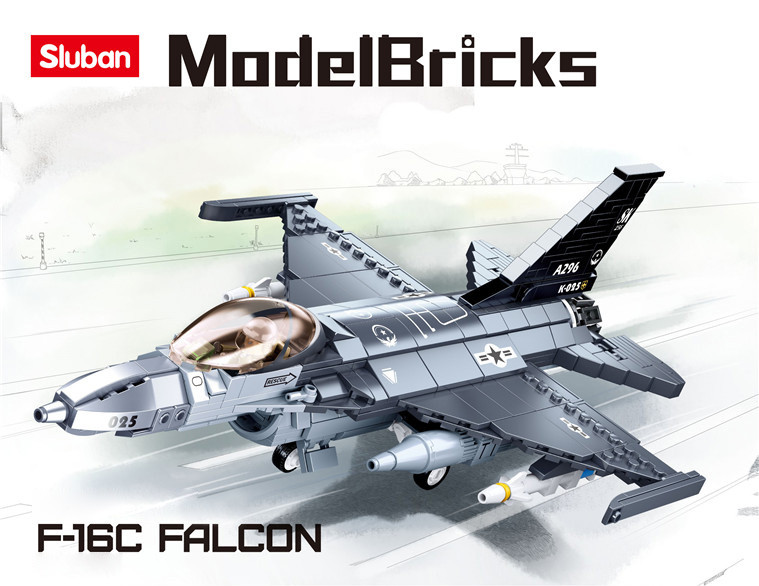 Конструктор Sluban M38-B0891 Винищувач F-16C Falcon, 521 деталь, 1 фігурка