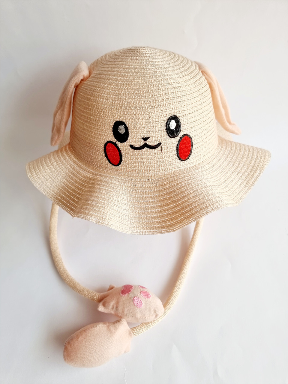 Дитячий літній капелюх Пікачу з вухами, що підіймаються, розмір 52-54 бежевий