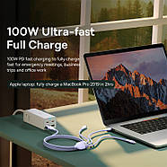 Кабель для швидкої зарядки Type-С+USB на Lightning+MicroUSB+Type-C 100W BASEUS Flash Series Ⅱ (фіолетовий) 1.2м, фото 4