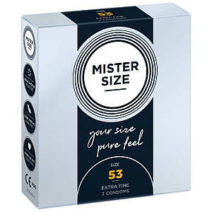Розпад!!! Презервативи Mister Size — pure feel — 53 (3 шт) (термін 05.2026)