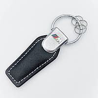 Брелок для ключей кожаный для BMW M БМВ черный с белой ниткой