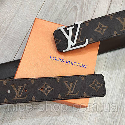 Ремінь Louis Vuitton шкіряний, фурнітура матоване срібло, фото 5