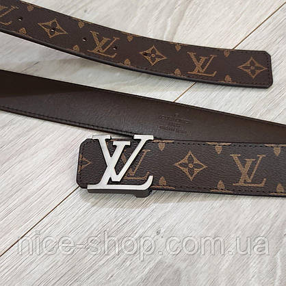 Ремінь Louis Vuitton шкіряний, фурнітура матоване срібло, фото 3