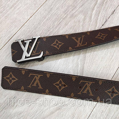 Ремінь Louis Vuitton шкіряний, фурнітура матоване срібло, фото 4