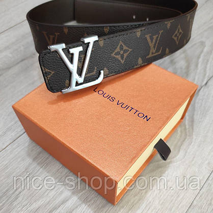 Ремінь Louis Vuitton шкіряний, фурнітура срібло глянець, фото 6