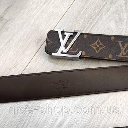 Ремінь Louis Vuitton шкіряний, фурнітура срібло глянець, фото 3