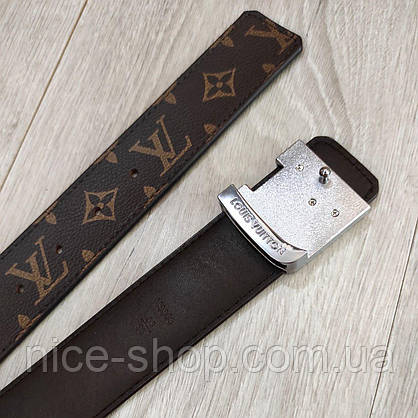Ремінь Louis Vuitton шкіряний, фурнітура срібло глянець, фото 4