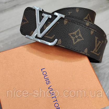 Ремінь Louis Vuitton шкіряний, фурнітура срібло глянець, фото 5