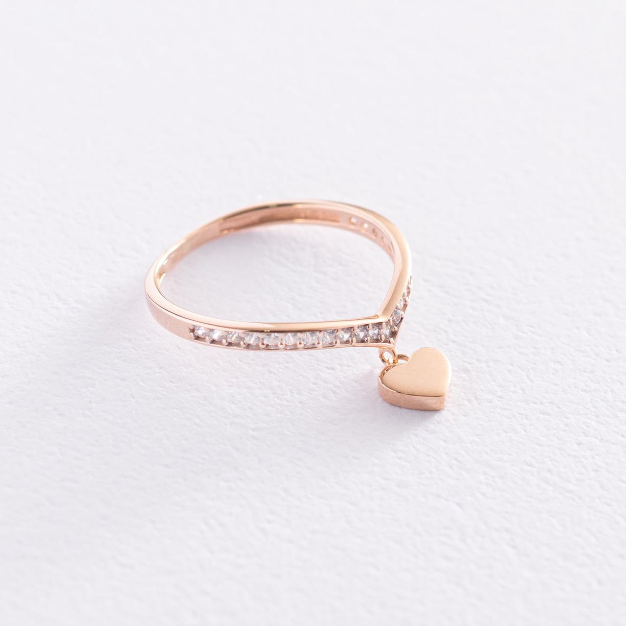 Золоте кільце "Сердечко" з фіанітами к06820 Zipexpert ZIPEXPERT, фото 1
