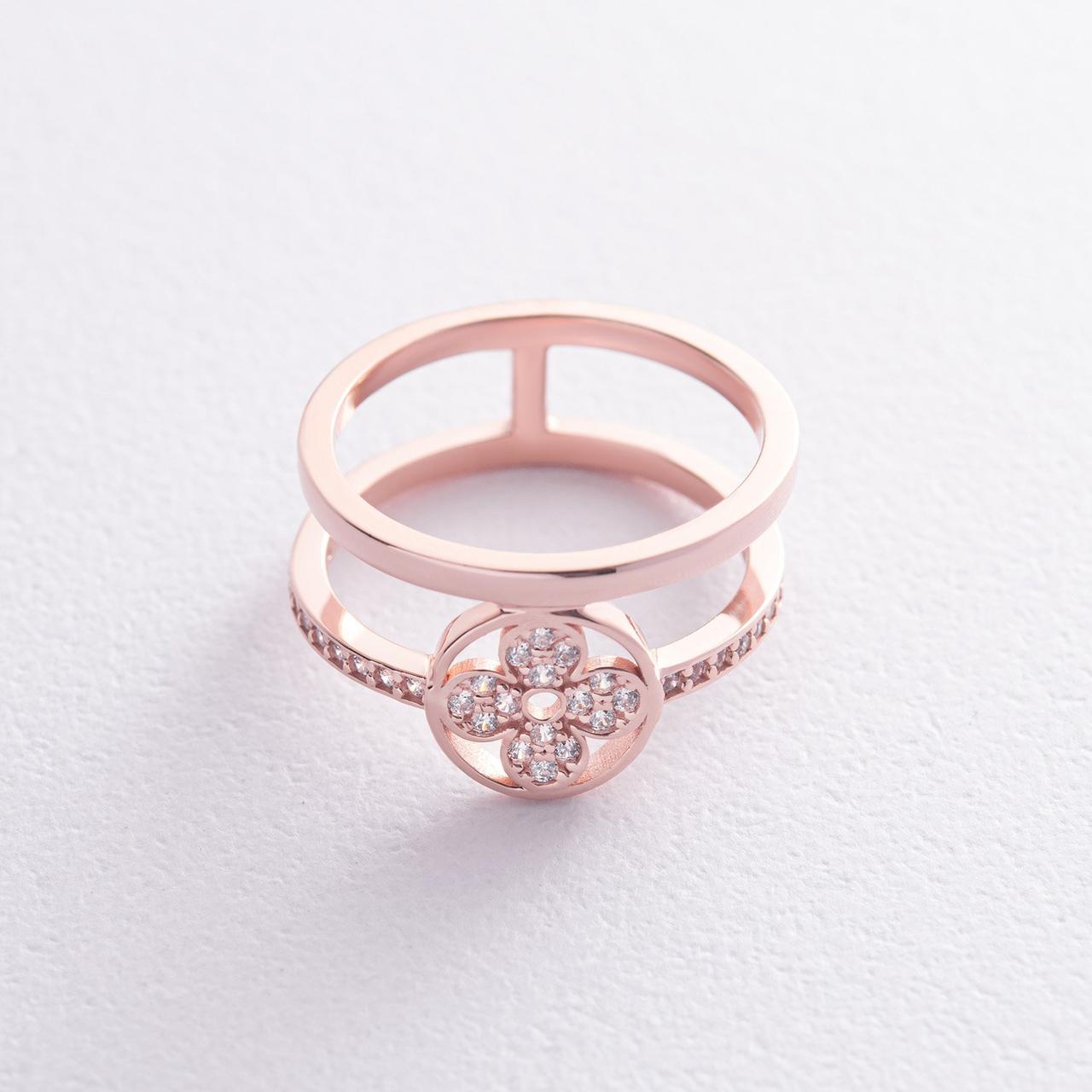 Кільце "Клевер" у червоному золоті (фіаніти) 
к07350 Zipexpert ZIPEXPERT, фото 1