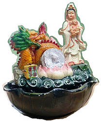 Фонтан декоративне Народження Будди під охороною дракона підсвітка кулька 25 см