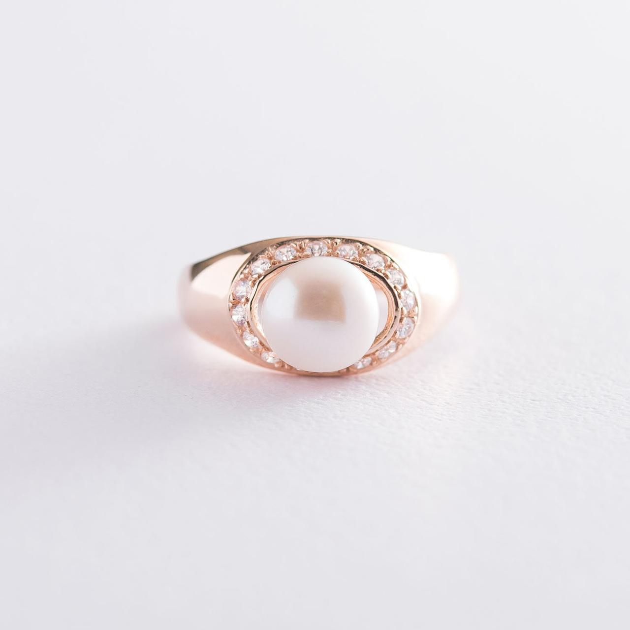 Золоте кільце (перли, фіаніти) к06213 Zipexpert ZIPEXPERT, фото 1