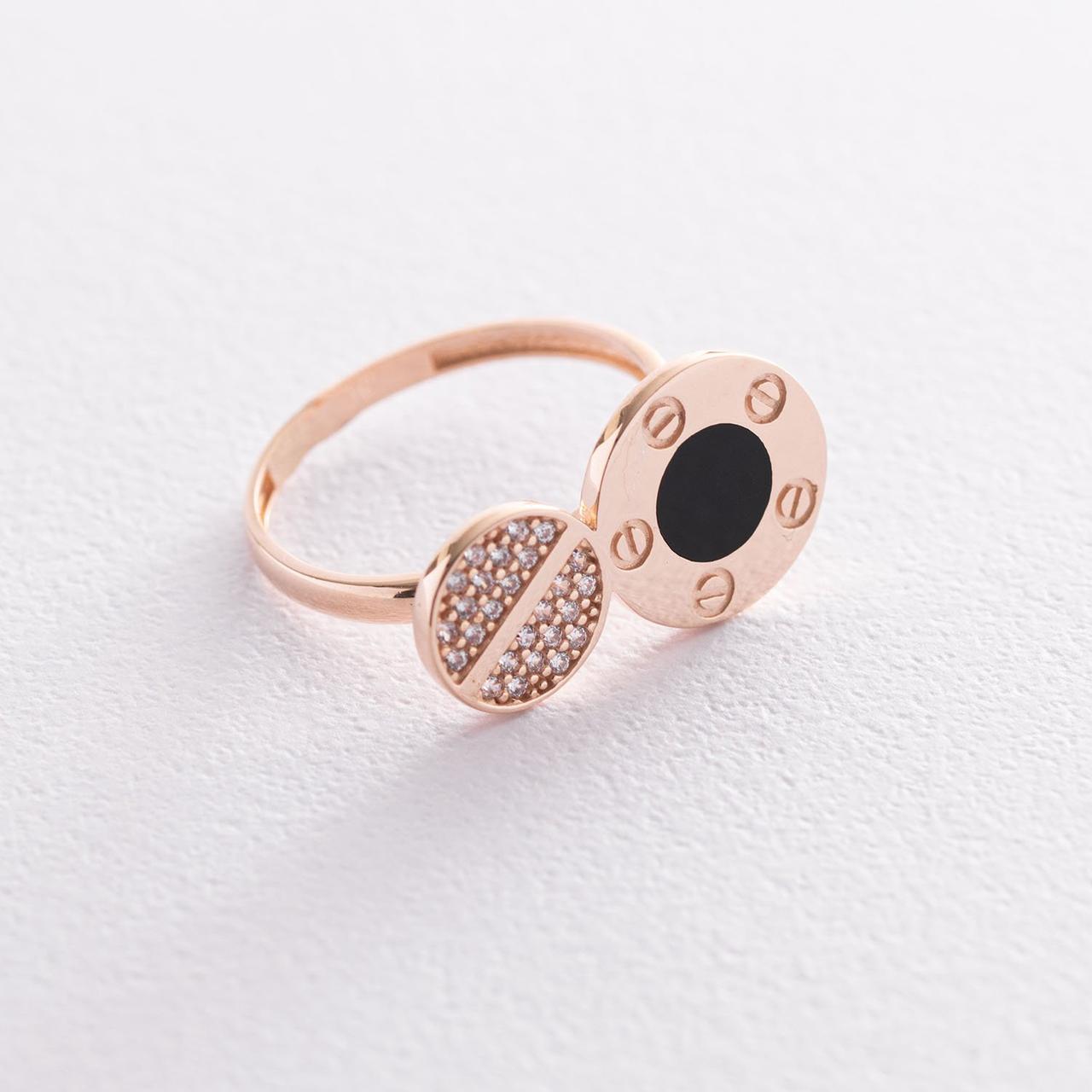 Золоте кільце з фіанітами й емаллю к06746 Zipexpert ZIPEXPERT, фото 1