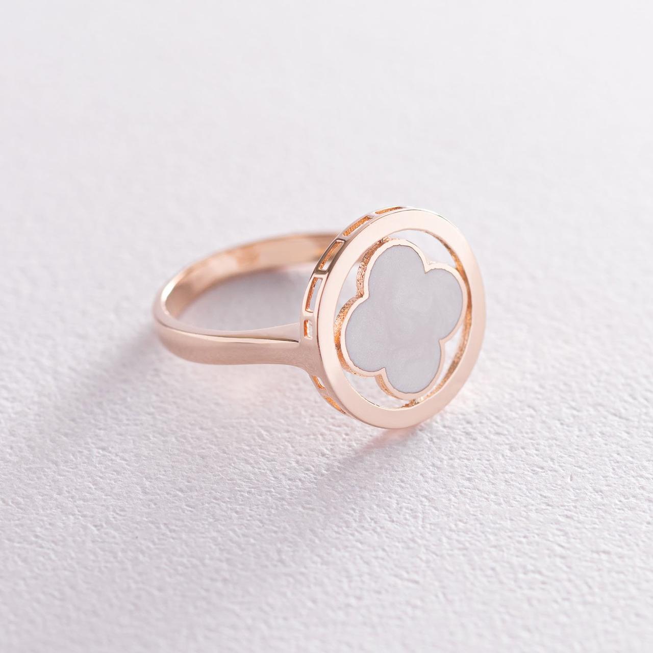 Кільце "Клевер" у червоному золоті (емаль) 
к06708 Zipexpert ZIPEXPERT, фото 1