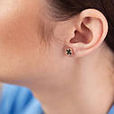 Сережки — пумери "Клівер" з оніксом mini (червоне 
золото) с08402 Zipexpert ZIPEXPERT, фото 7