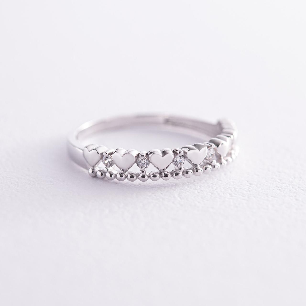 Кільце "Сердечка" у білому золоті (фіаніти) 
к07052 Zipexpert ZIPEXPERT, фото 1