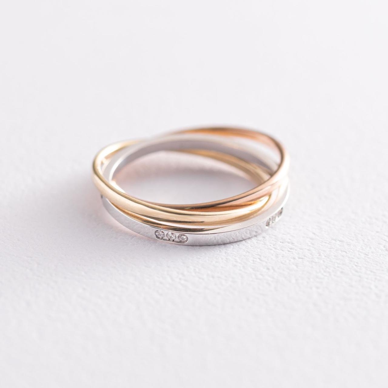 Кільце з трьох кольорів золота з фіанітами 
к06688 Zipexpert ZIPEXPERT, фото 1