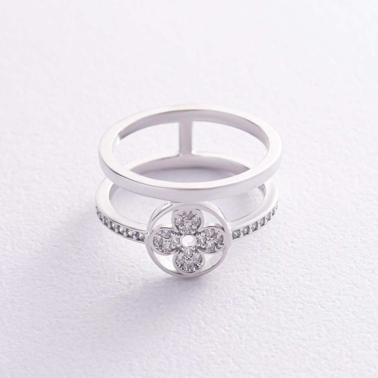 Кільце "Клевер" у білому золоті (фіаніти) 
к07442 Zipexpert ZIPEXPERT, фото 1