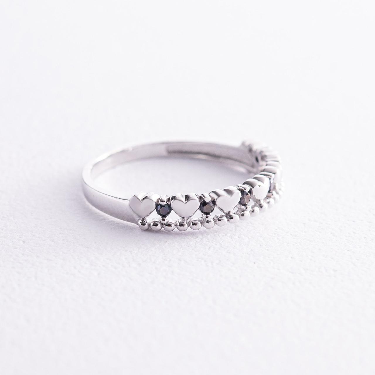 Кільце "Сердечка" в білому золоті (чорні 
Діаманти) к07053 Zipexpert ZIPEXPERT, фото 1